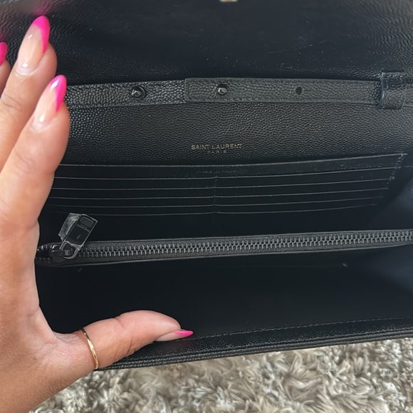 Saint Laurent Monogram Quilted Leather Chain Wallet / Black on Black YSL - Picture 7 of 8